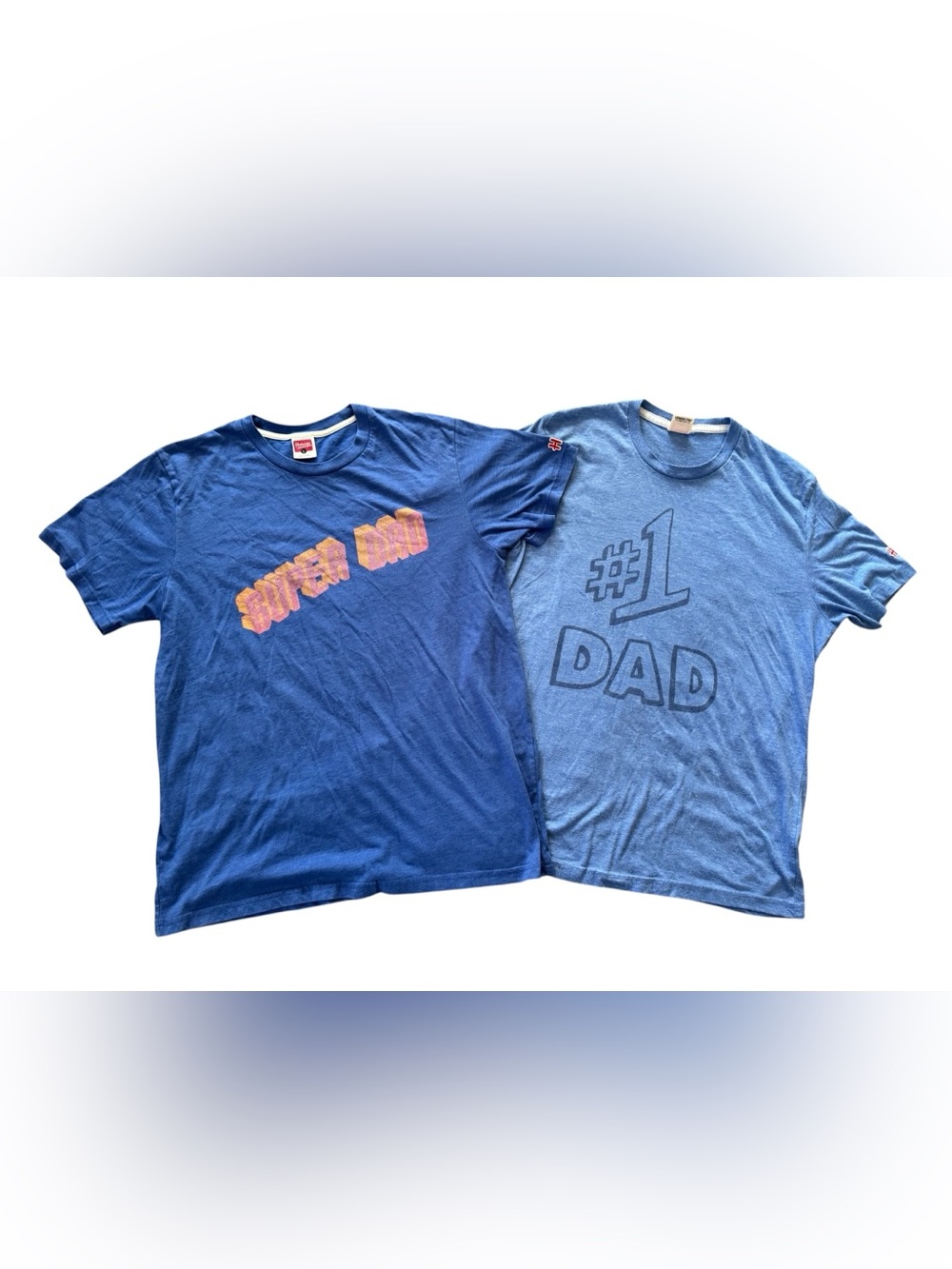 Homage Dad T Shirt Lot Men’s Large #1 Dad Super Dad Blue Graphic Tees
